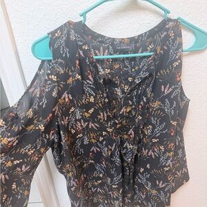 The Limited Dark Floral Cold Shoulder Blouse